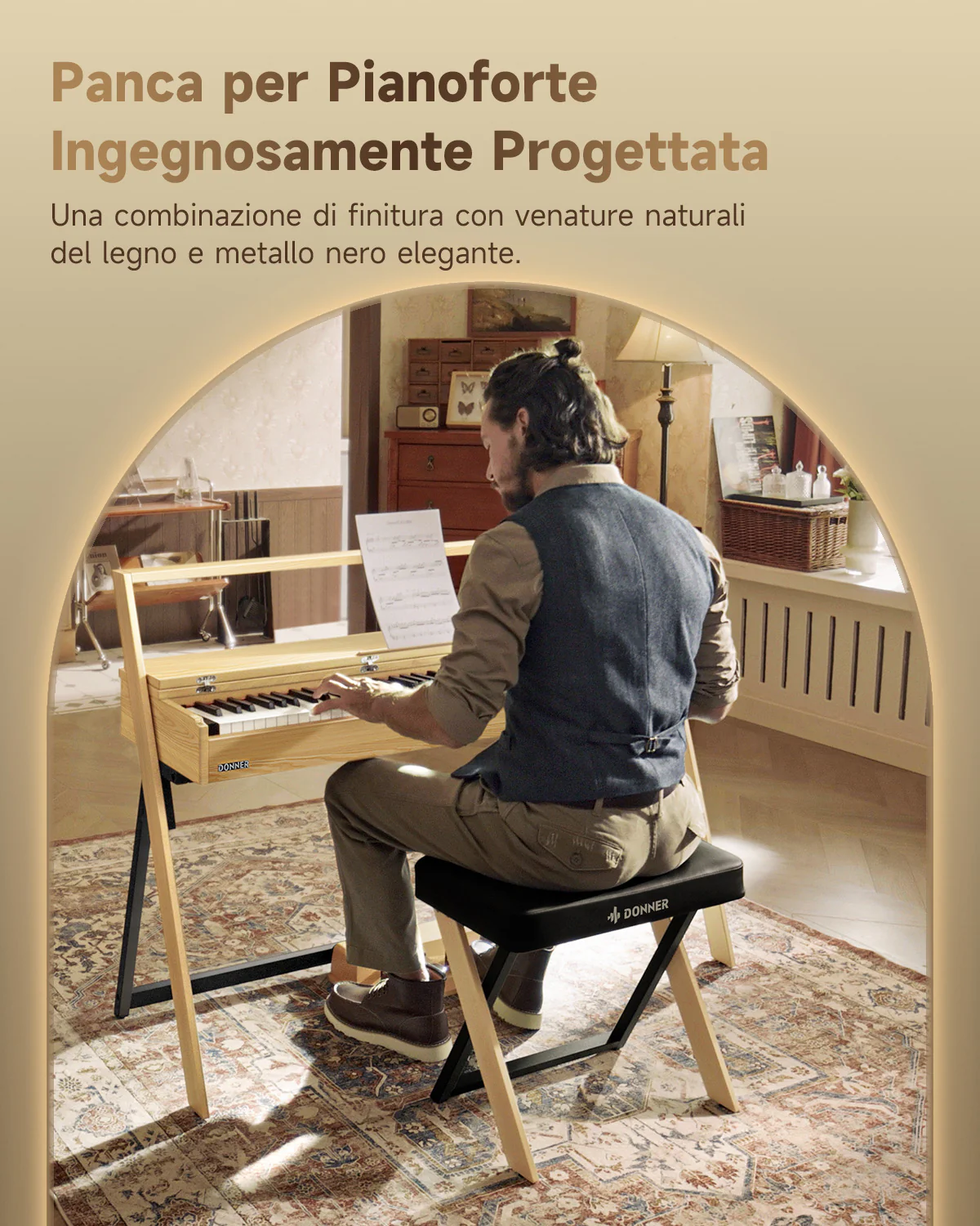 Donner DKB-300 Panca per pianoforte elegante - Image 3