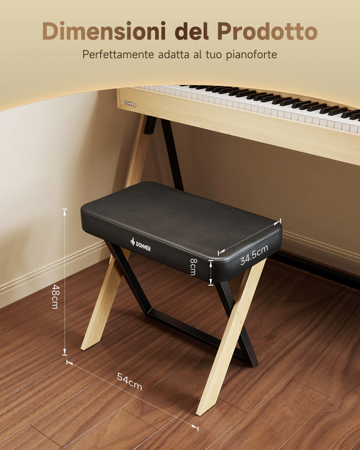 Donner DKB-300 Panca per pianoforte elegante - Image 5