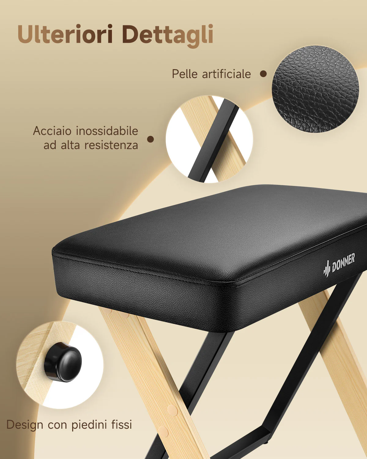 Donner DKB-300 Panca per pianoforte elegante - Image 6