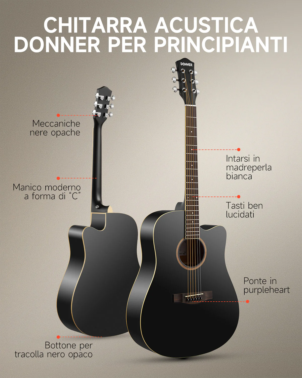 Donner DAG-1CB Chitarra acustica - Image 3