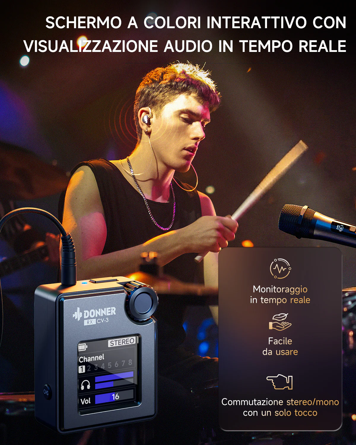 DONNER CV-3 Sistema di monitoraggio in-ear wireless - Image 8