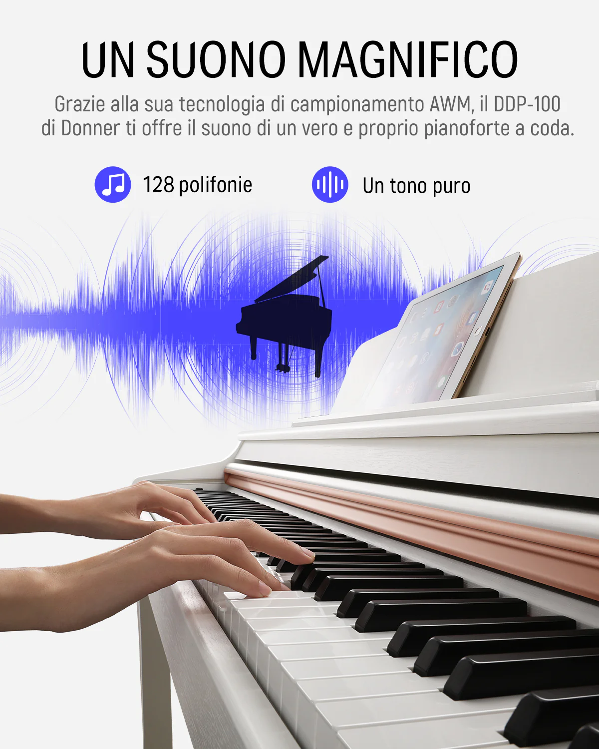 Donner DDP-100 Pianoforte digitale bianco con tastiera pesata - Image 5