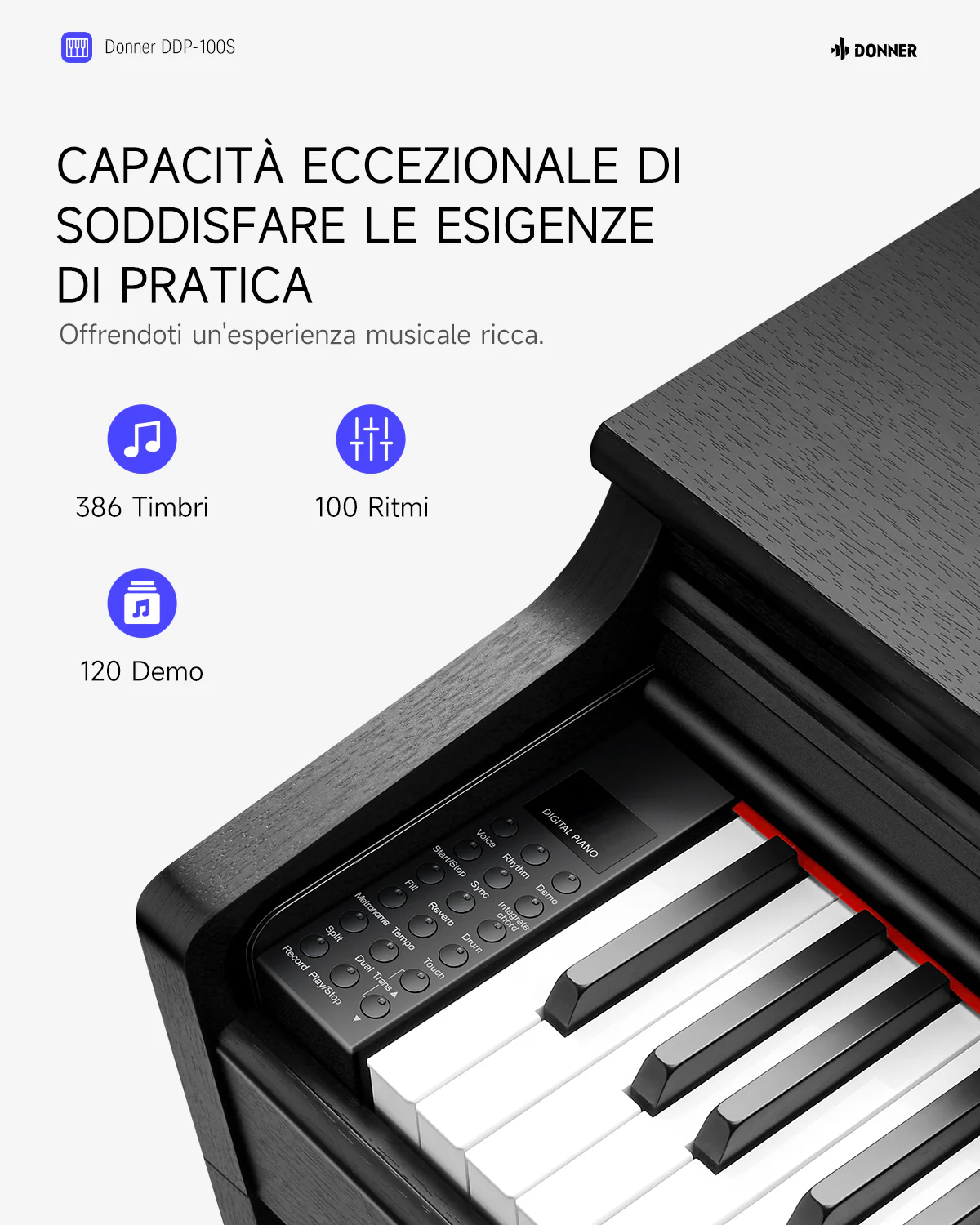 Donner DDP-100S Piano Digitale con Meccanismo a Martello Progressivo - Image 7