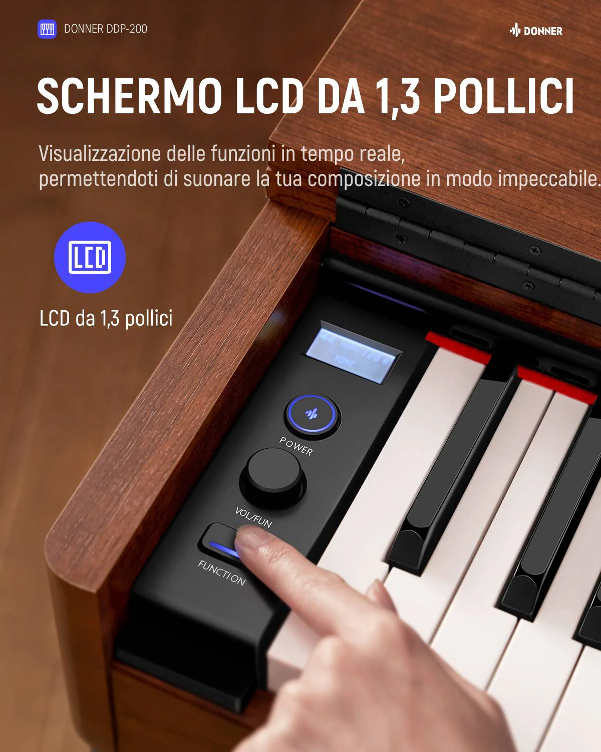 Donner DDP-200 Pianoforte Digitale con Azione a Martello Graduale - Image 10