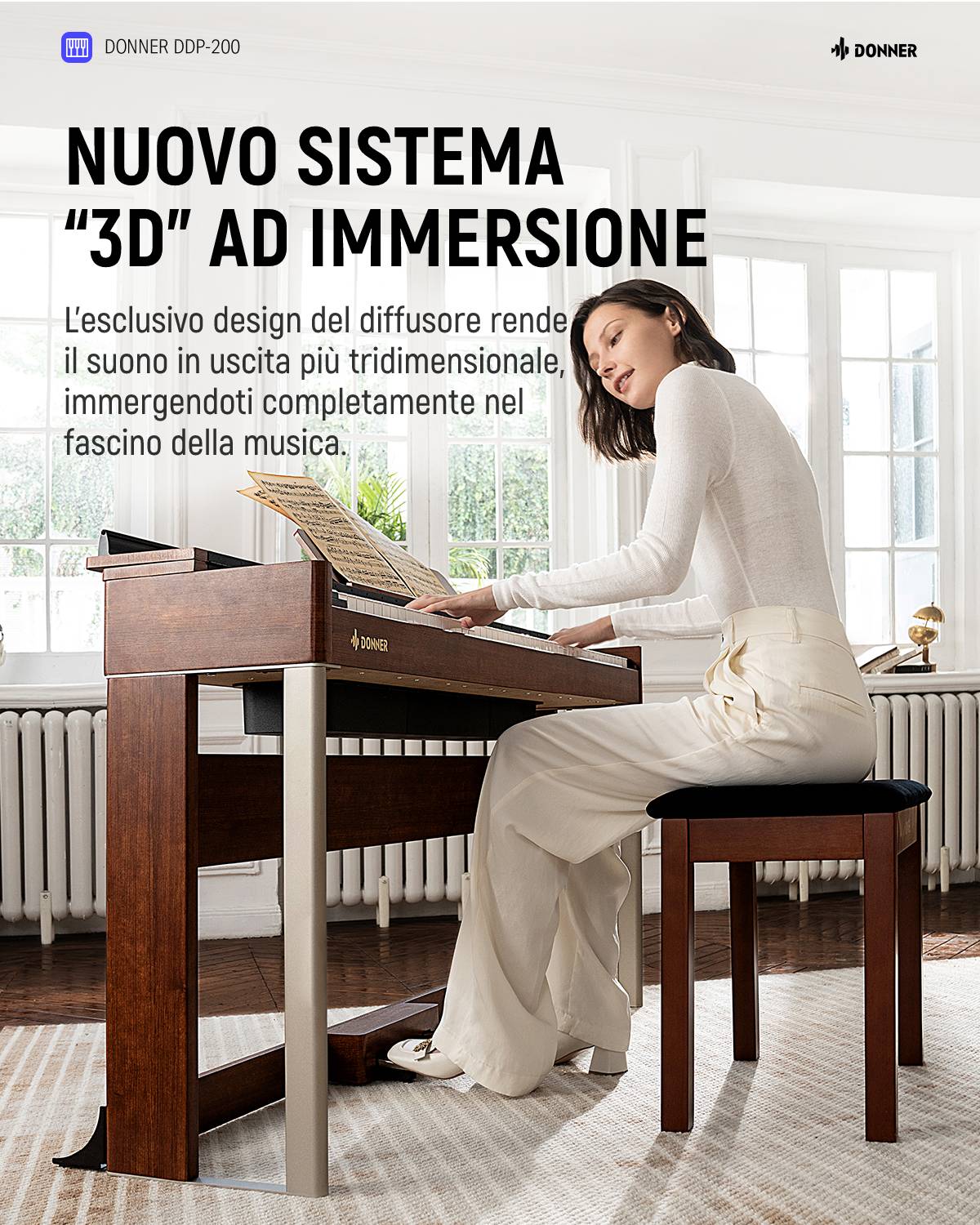 Donner DDP-200 Pianoforte Digitale con Azione a Martello Graduale - Image 12