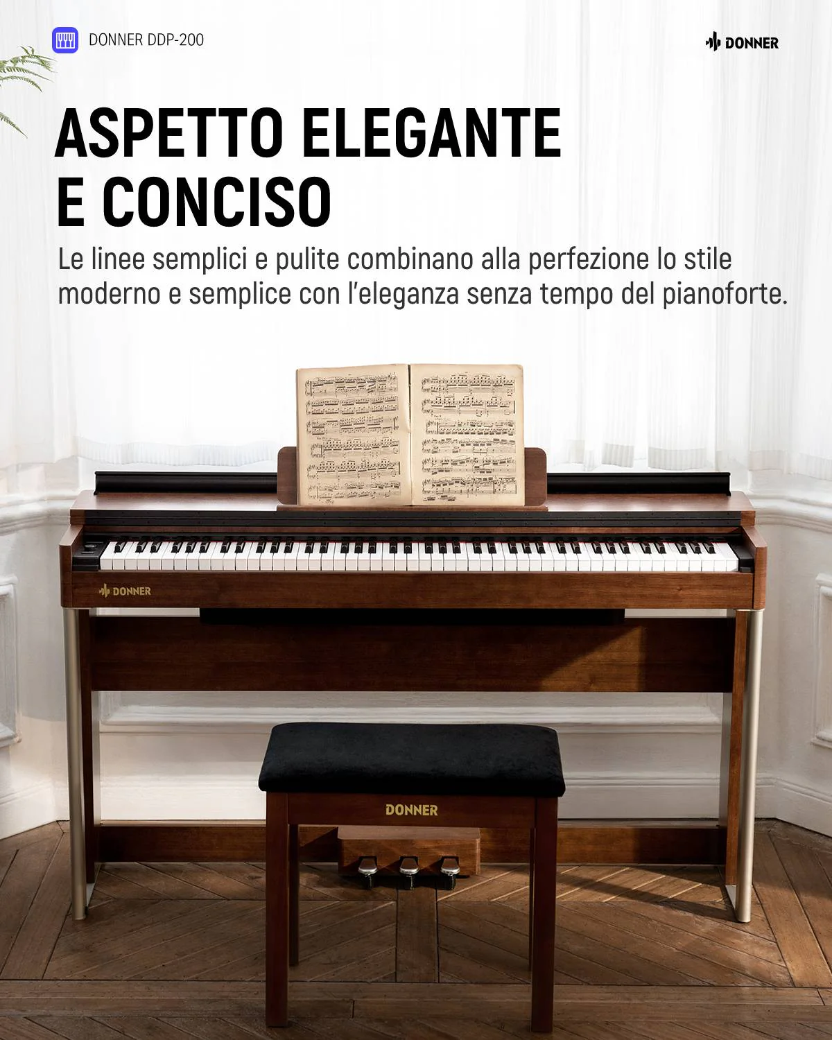 Donner DDP-200 Pianoforte Digitale con Azione a Martello Graduale - Image 8
