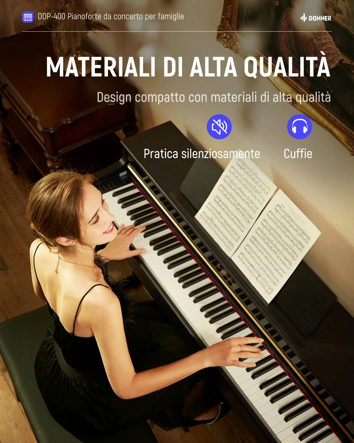 Donner DDP-400 Premium Pianoforte digitale verticale - Image 11