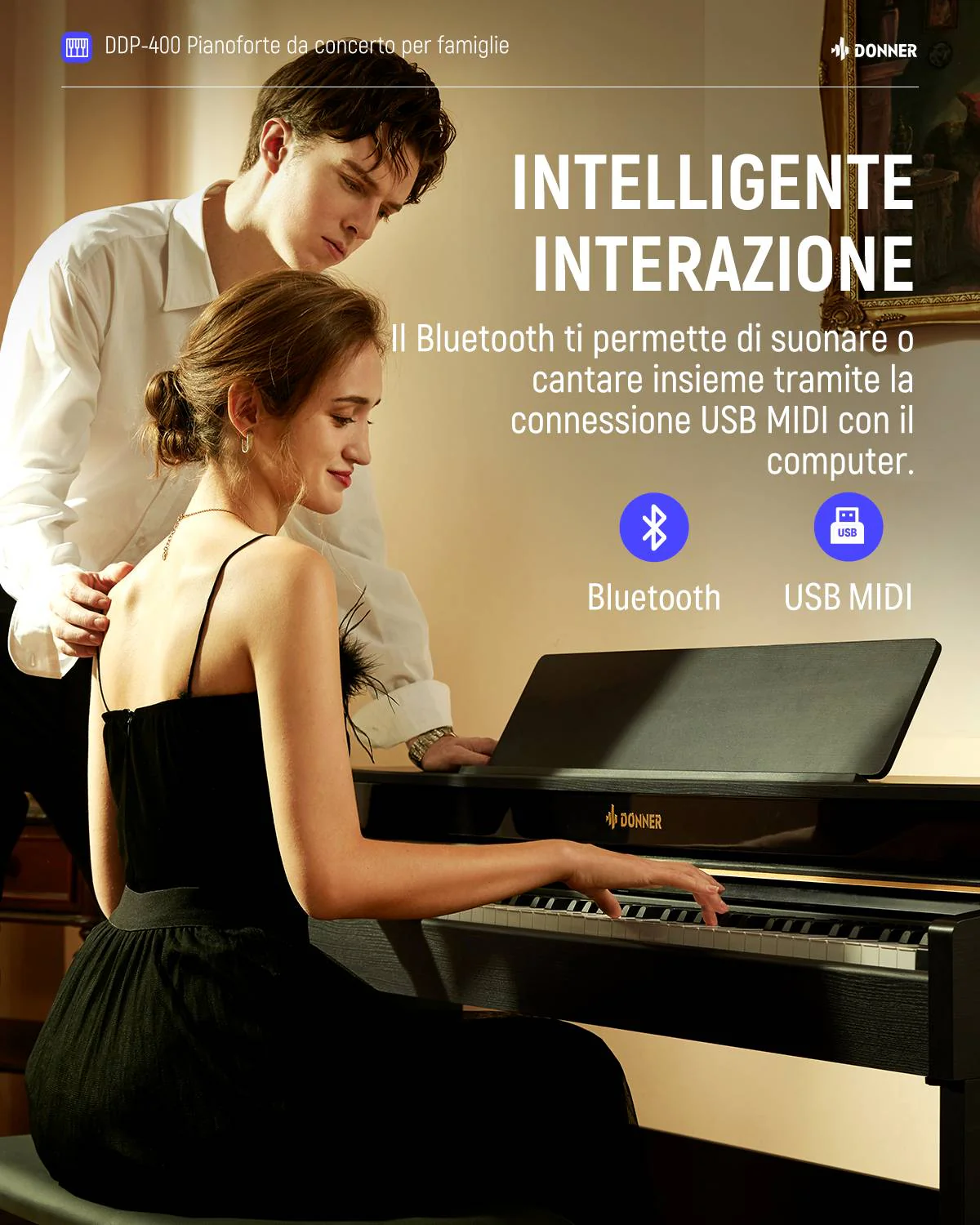 Donner DDP-400 Premium Pianoforte digitale verticale - Image 6