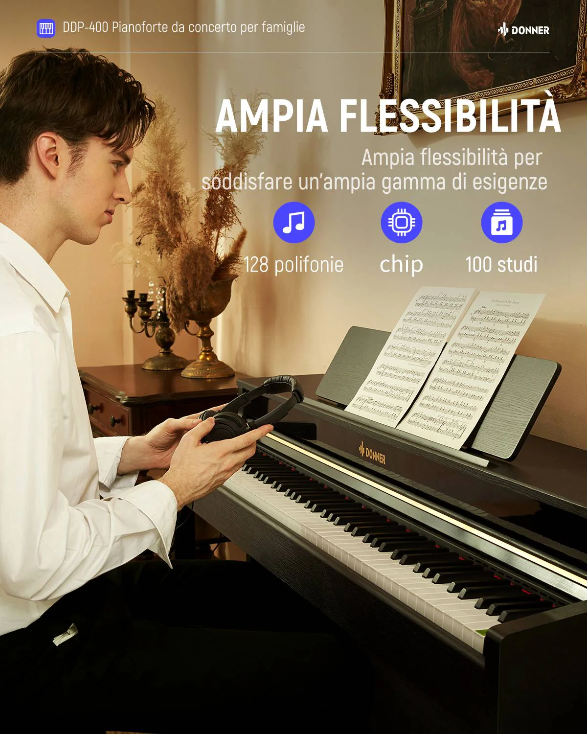 Donner DDP-400 Premium Pianoforte digitale verticale - Image 7