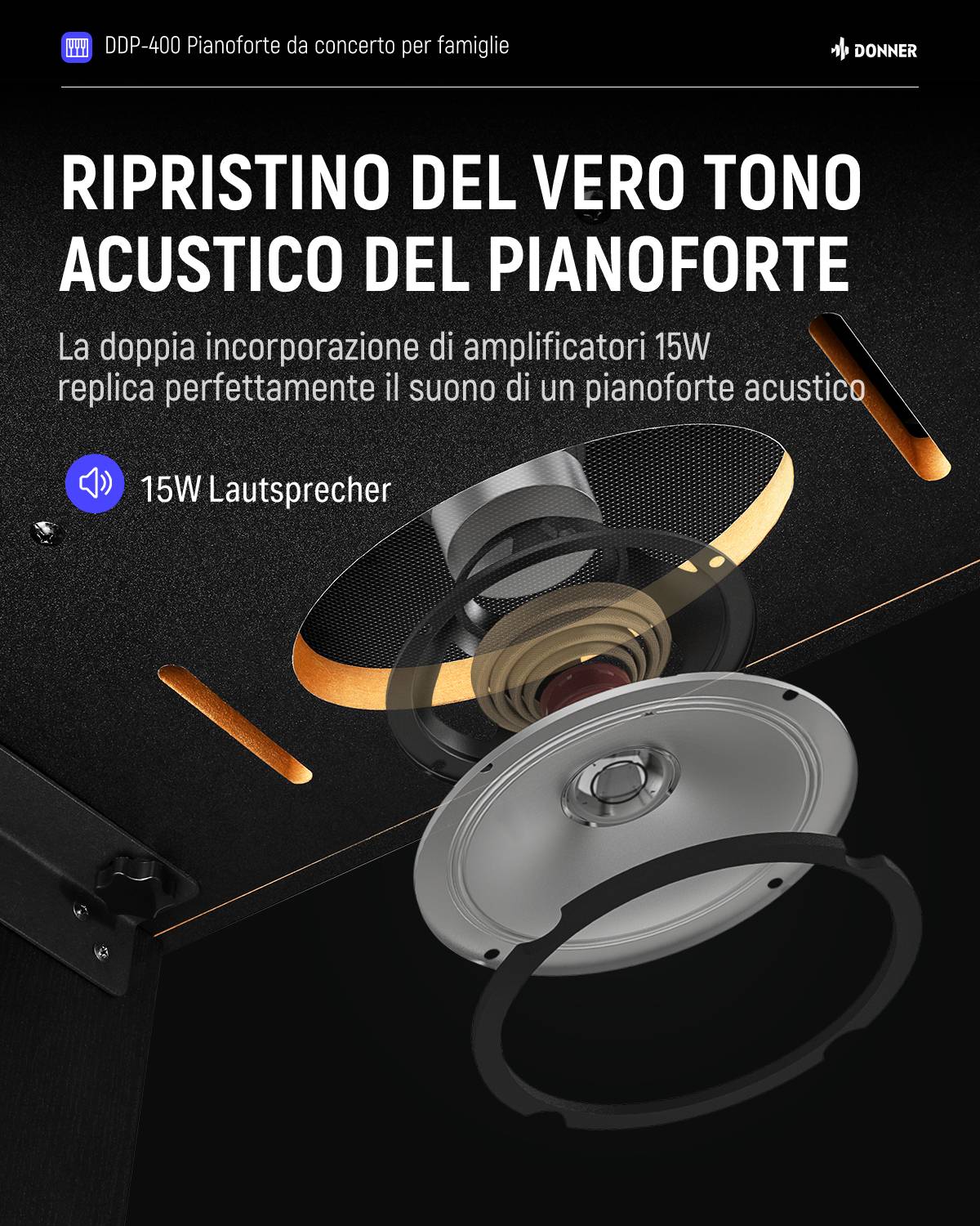Donner DDP-400 Premium Pianoforte digitale verticale - Image 8