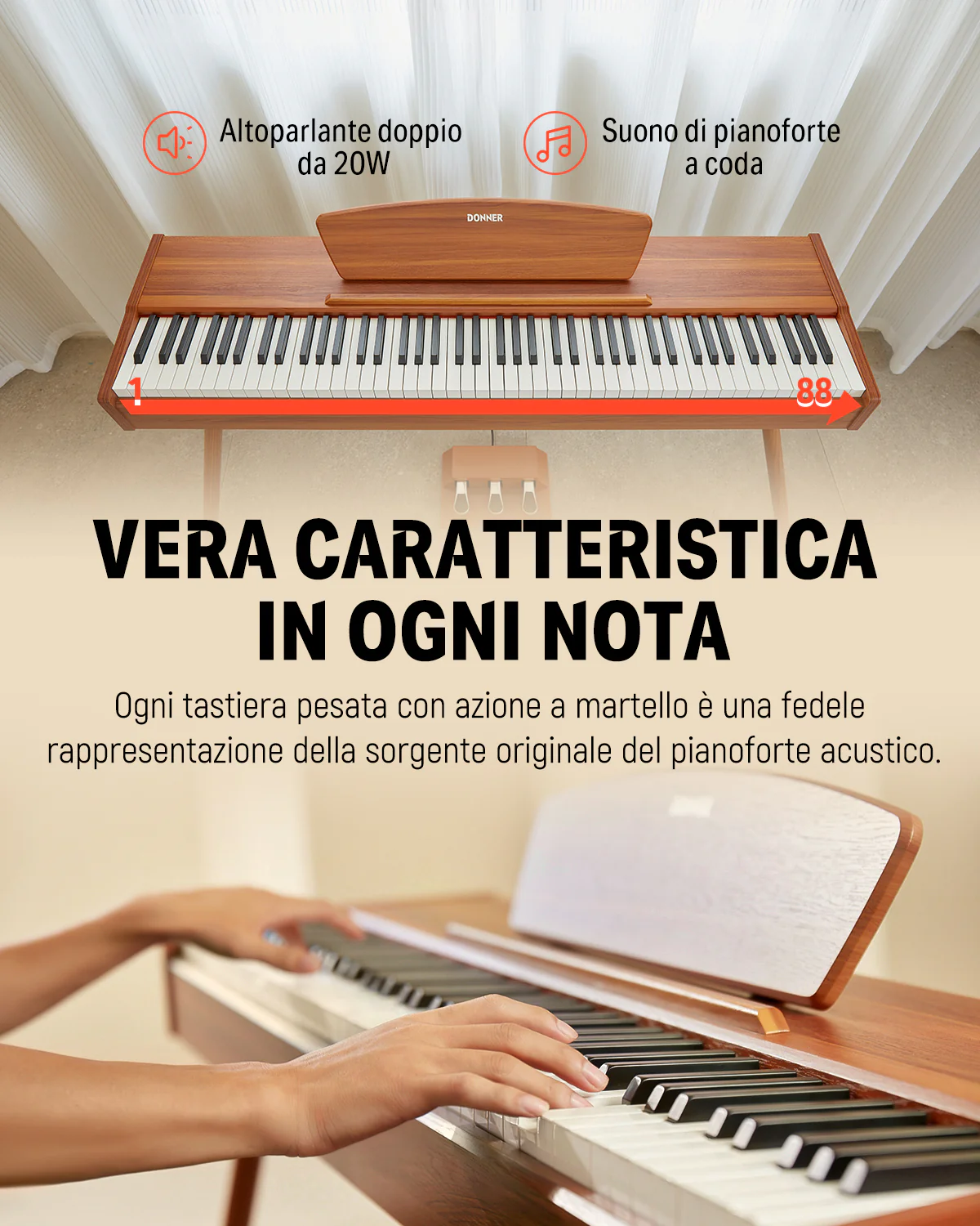 Donner DDP-80 tastiera fully weighted in legno - Image 27