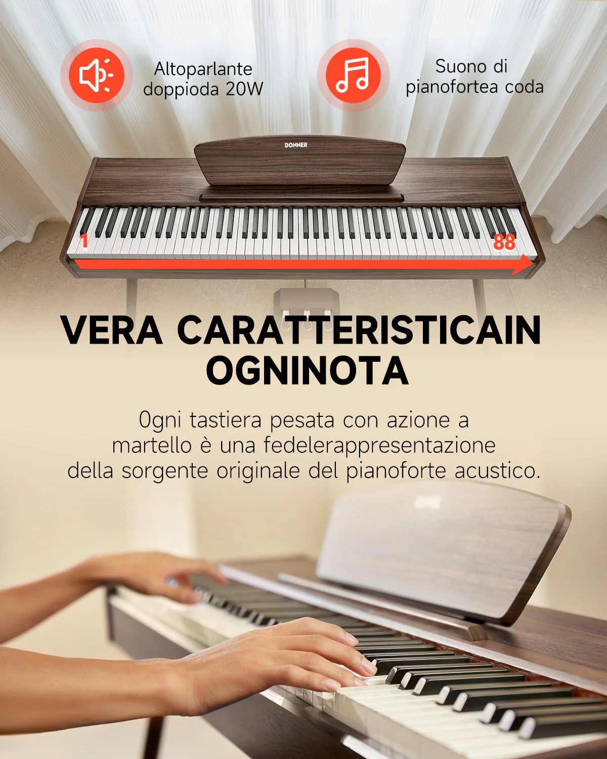 Donner DDP-80 tastiera fully weighted in legno - Image 49