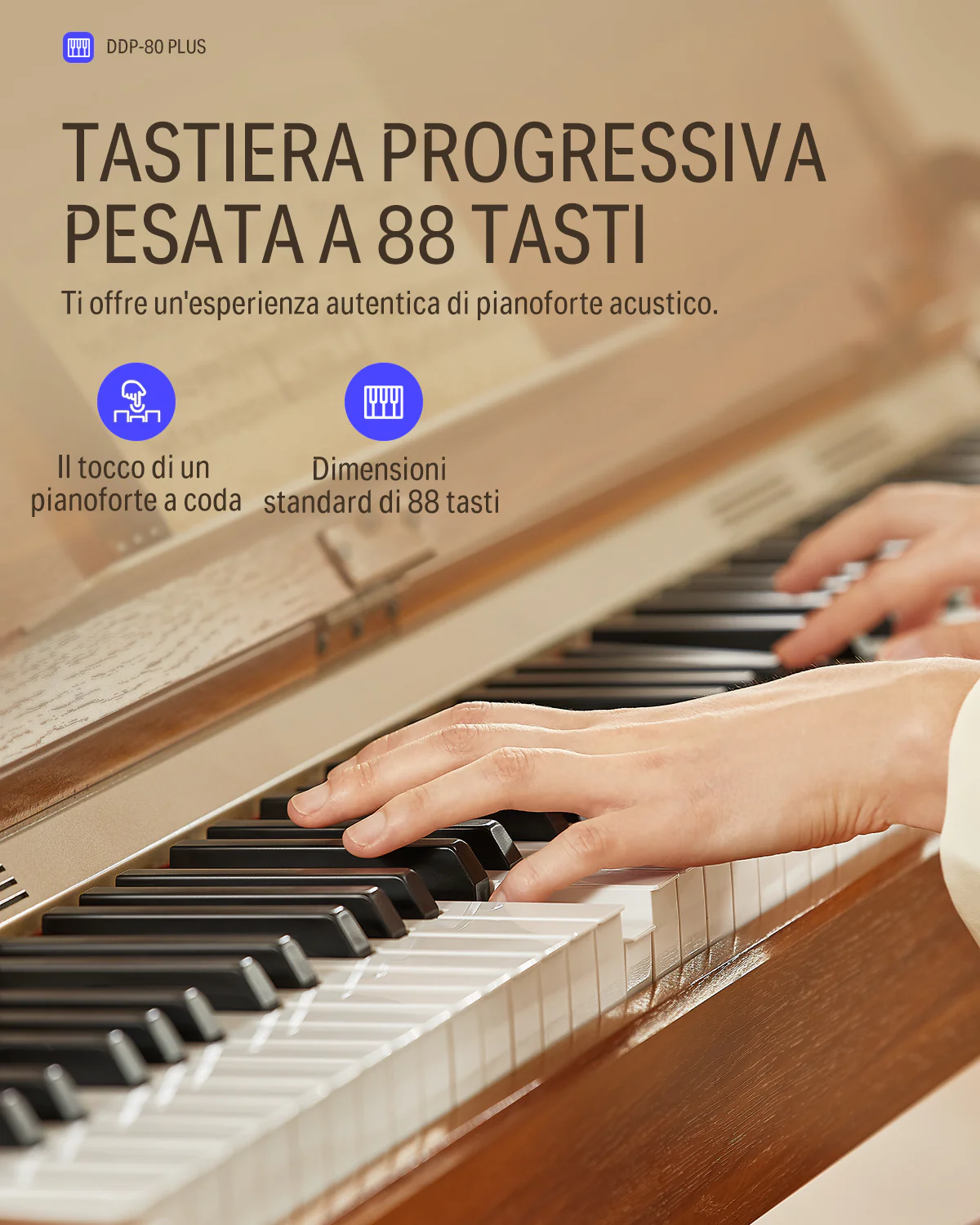 Donner DDP-80 PLUS Pianoforte digitale con coperchio semiaperto - Image 16