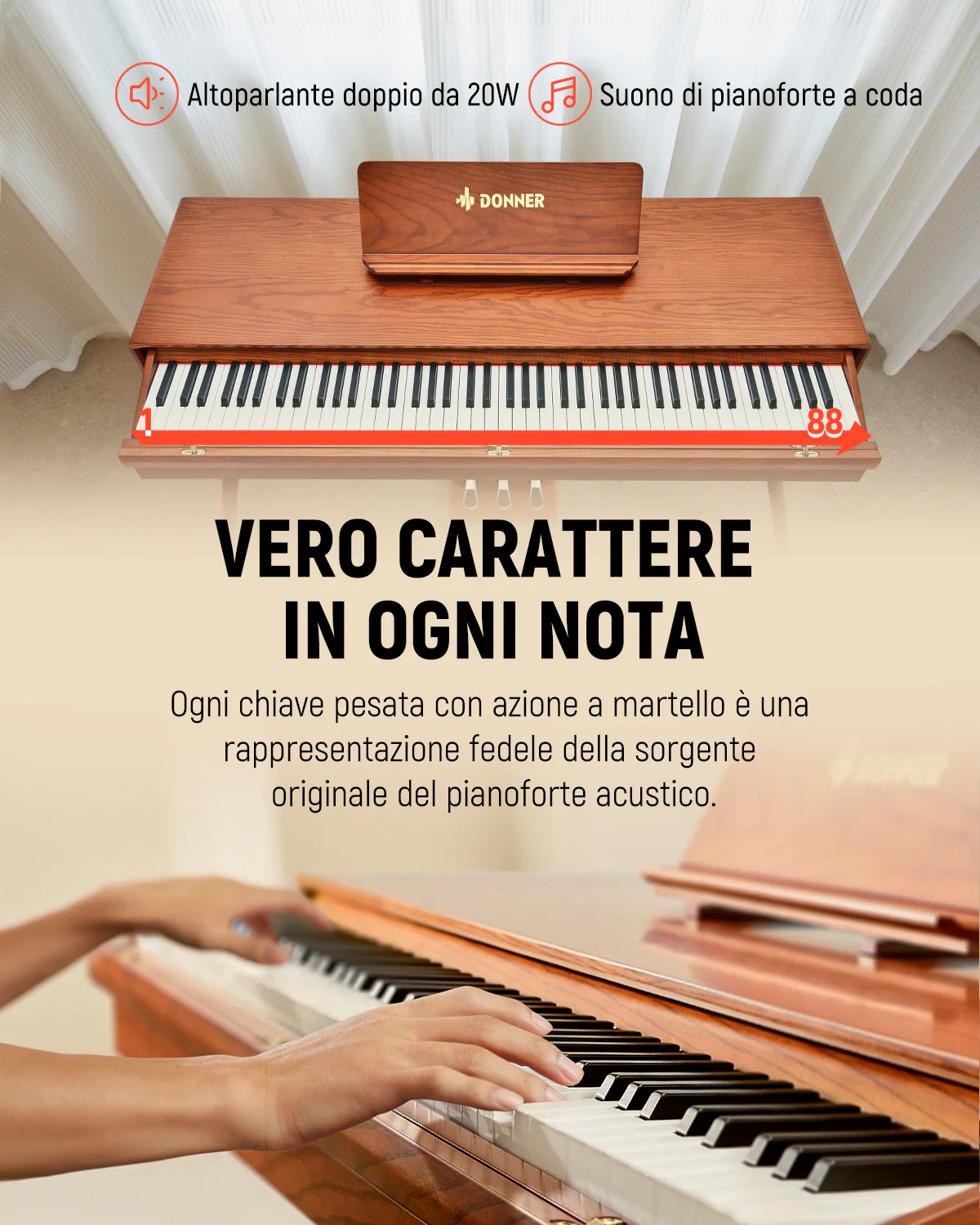 Donner DDP-80 Pro Pianoforte digitale con design retrò - Image 7