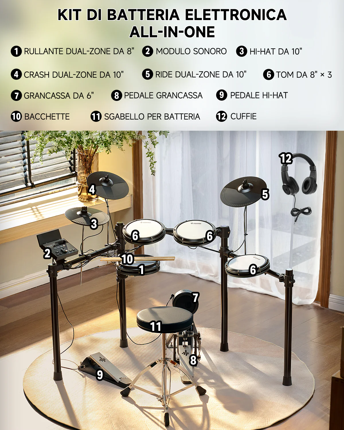 Donner DED-100 batteria per ragazzi - Image 2