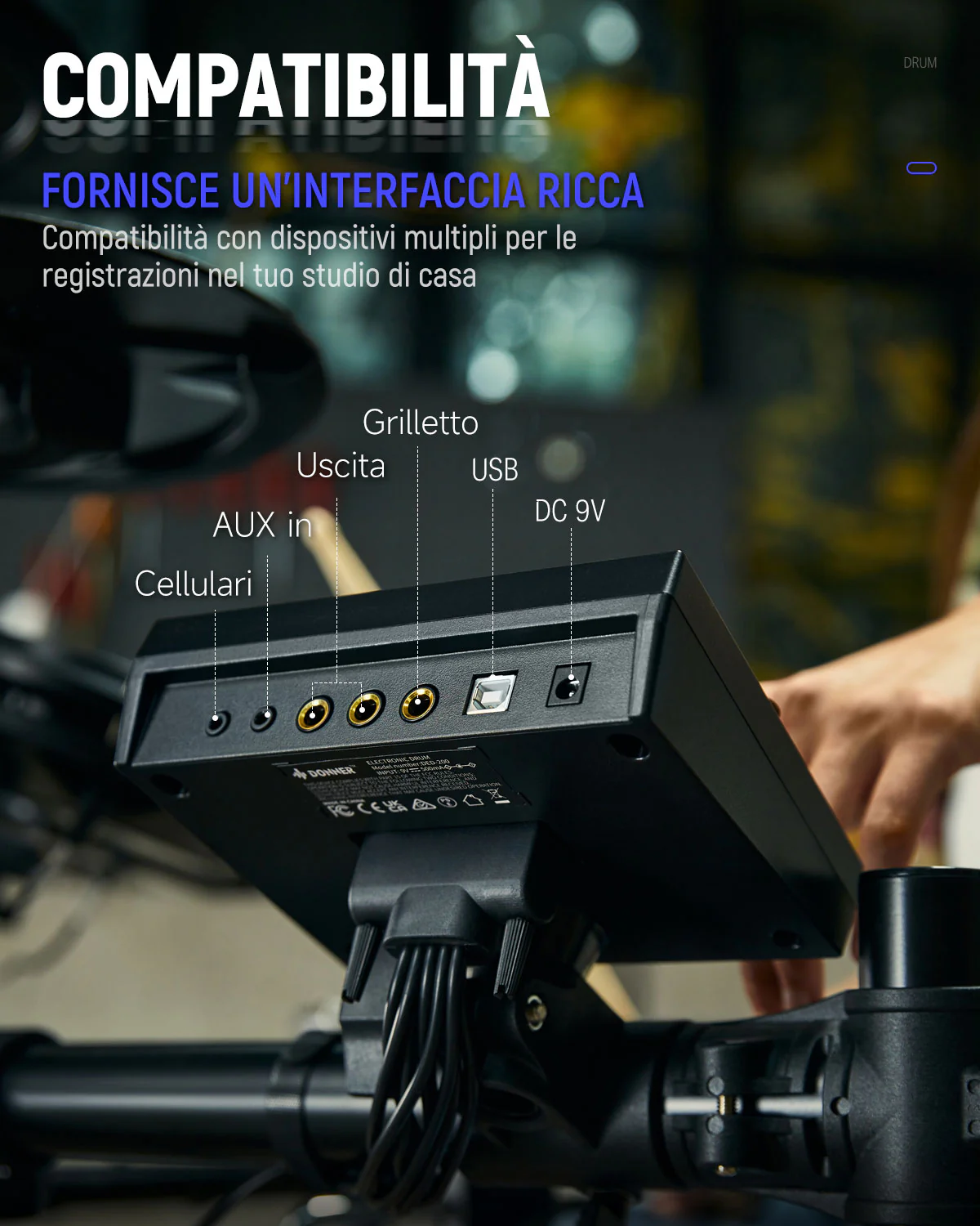 Donner DED-200 batteria elettronica con 5 tamburi 3 e 4 piatti - Image 5