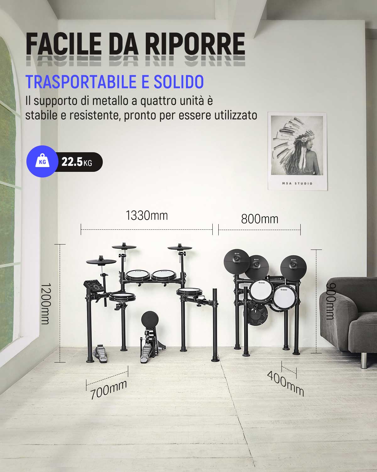Donner DED-200 batteria elettronica con 5 tamburi 3 e 4 piatti - Image 6