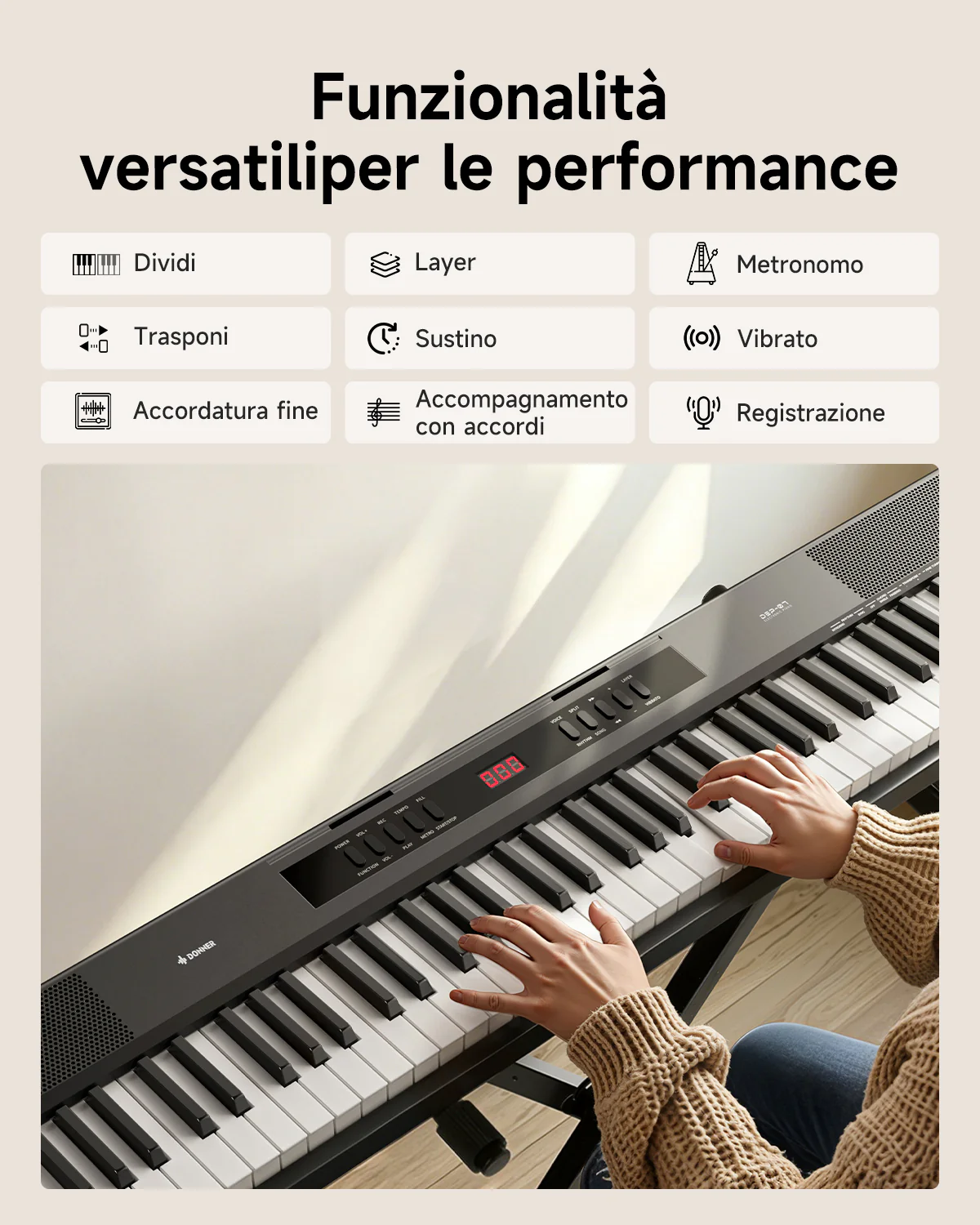 Donner DEP-07 pianoforte digitale portatile a 88 tasti semipesati - Image 10