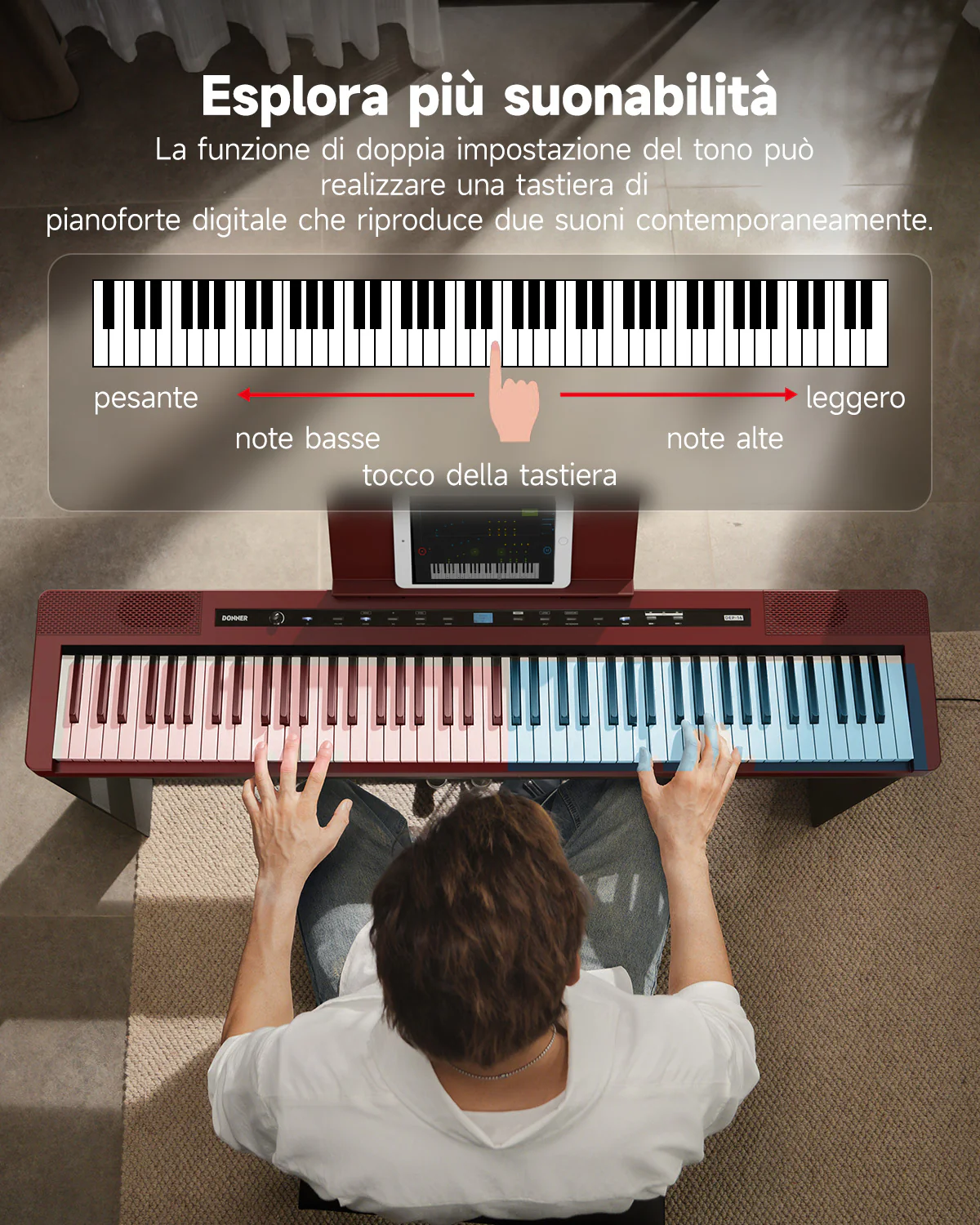 Donner DEP-16S Pianoforte digitale in acciaio pesato - Image 18
