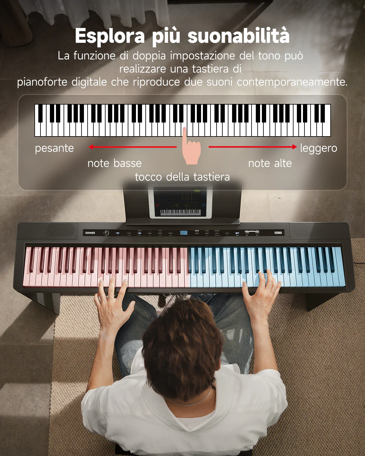 Donner DEP-16S Pianoforte digitale in acciaio pesato - Image 8