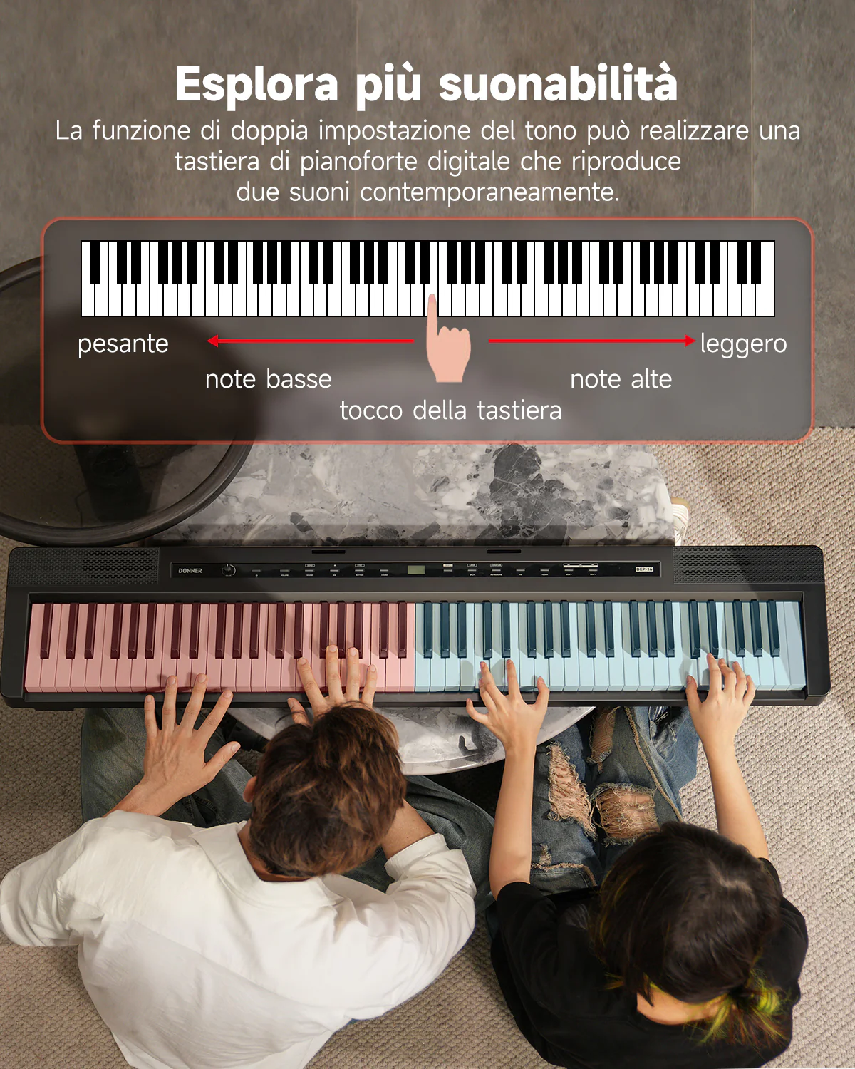 Donner DEP-16 Tastiera per pianoforte digitale elettrica 88 tasti full size pesata con pedale sustain, alimentatore - Image 6