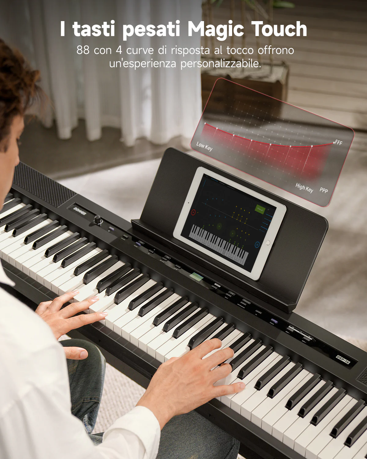 Donner DEP-16 Tastiera per pianoforte digitale elettrica 88 tasti full size pesata con pedale sustain, alimentatore - Image 9