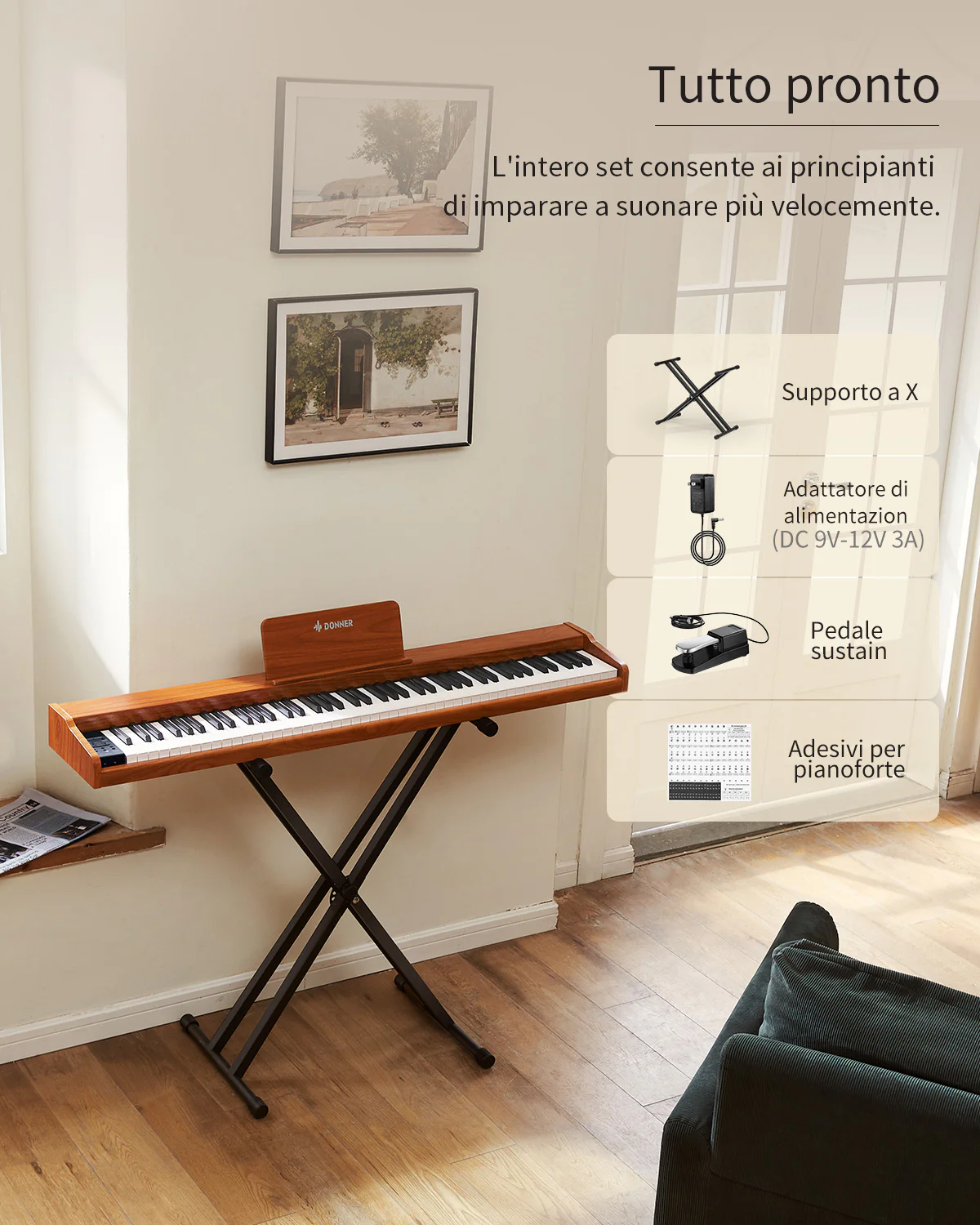 Donner DEP-1S Pianoforte digitale in  semi-pesato - Image 20