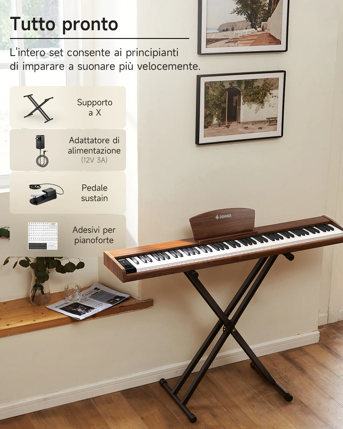 Donner DEP-1S Pianoforte digitale in  semi-pesato - Image 49