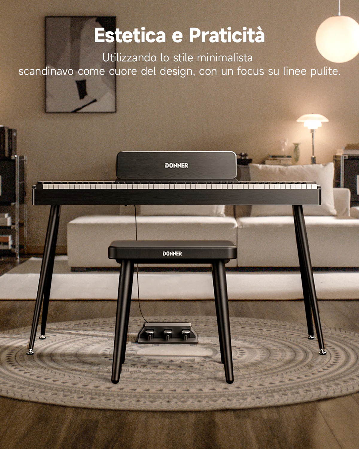 Donner DKB-100 Panca per pianoforte in legno massello Home Style - Image 4