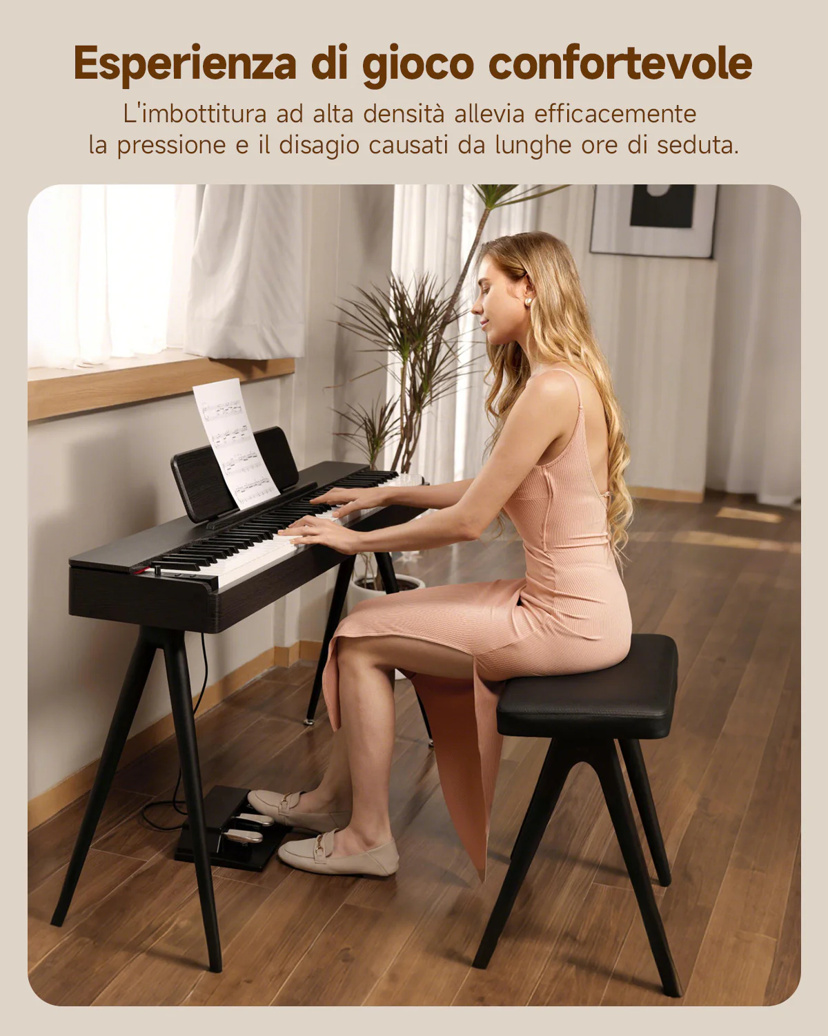 Donner DKB-100 Panca per pianoforte in legno massello Home Style - Image 6