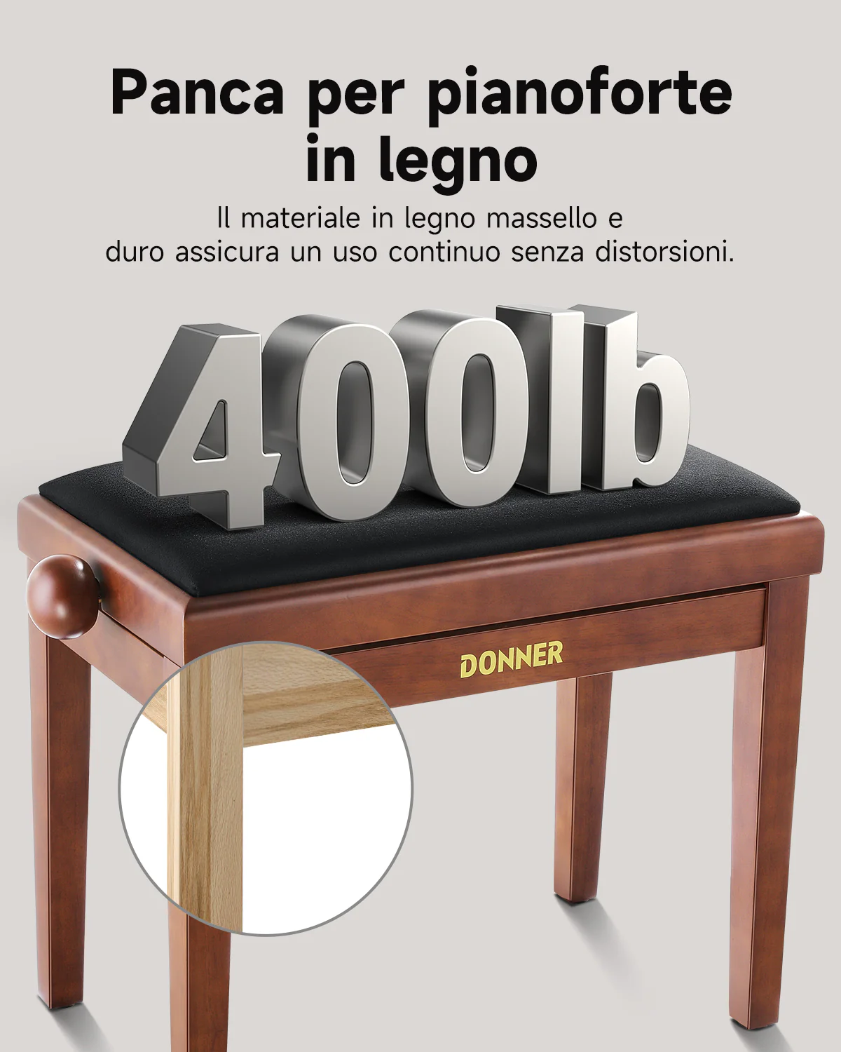 Donner Panca per pianoforte regolabile in altezza - Image 4