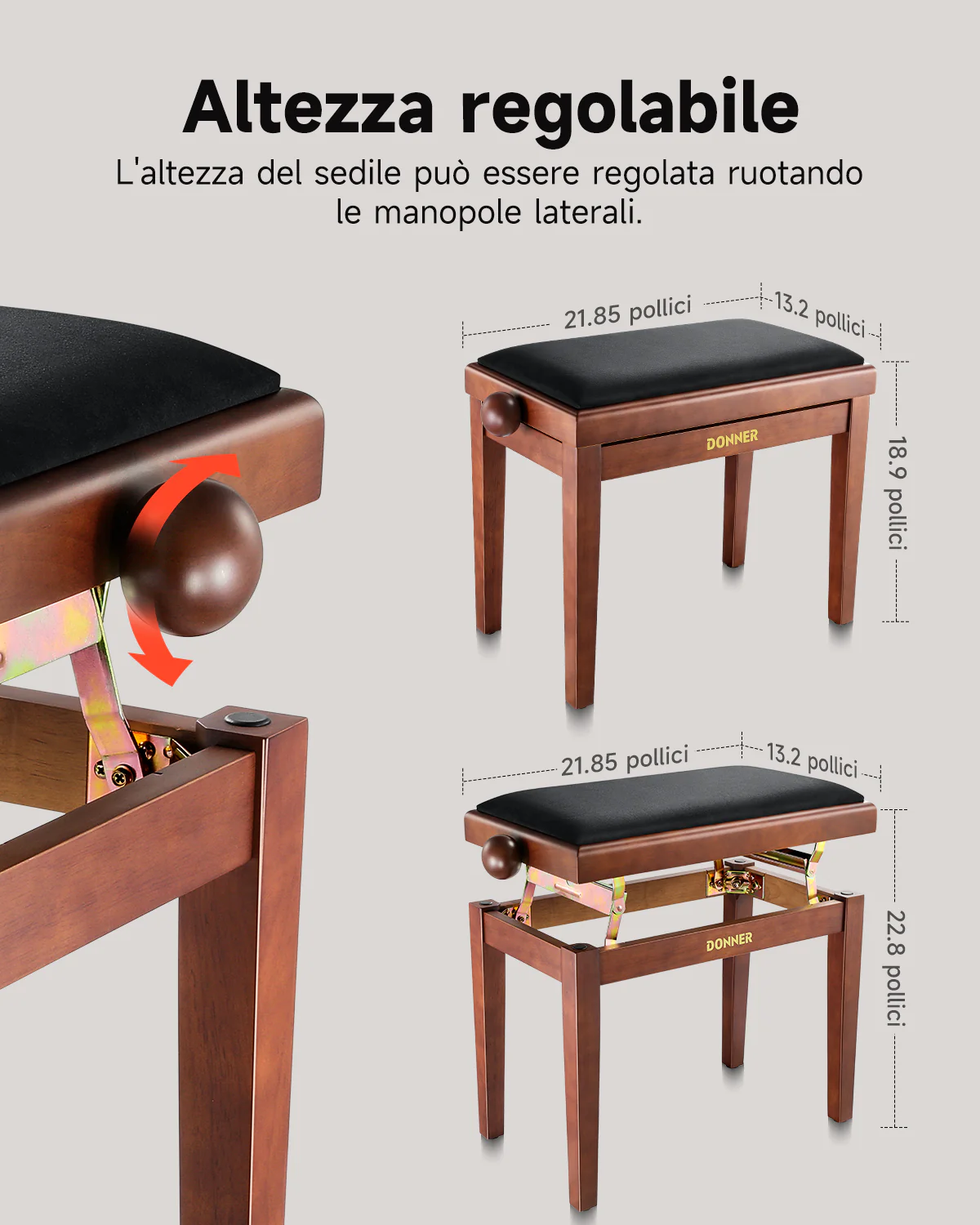 Donner Panca per pianoforte regolabile in altezza - Image 5