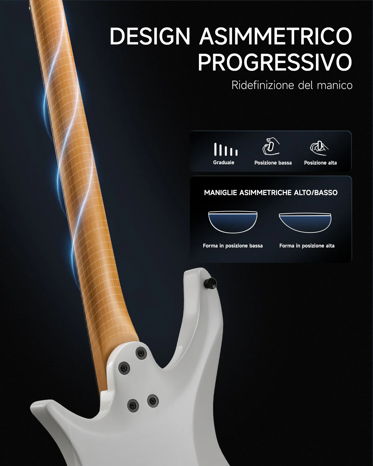 Donner HLX-500 Chitarra elettrica senza paletta【Modello originale NHL-500】 - Image 21