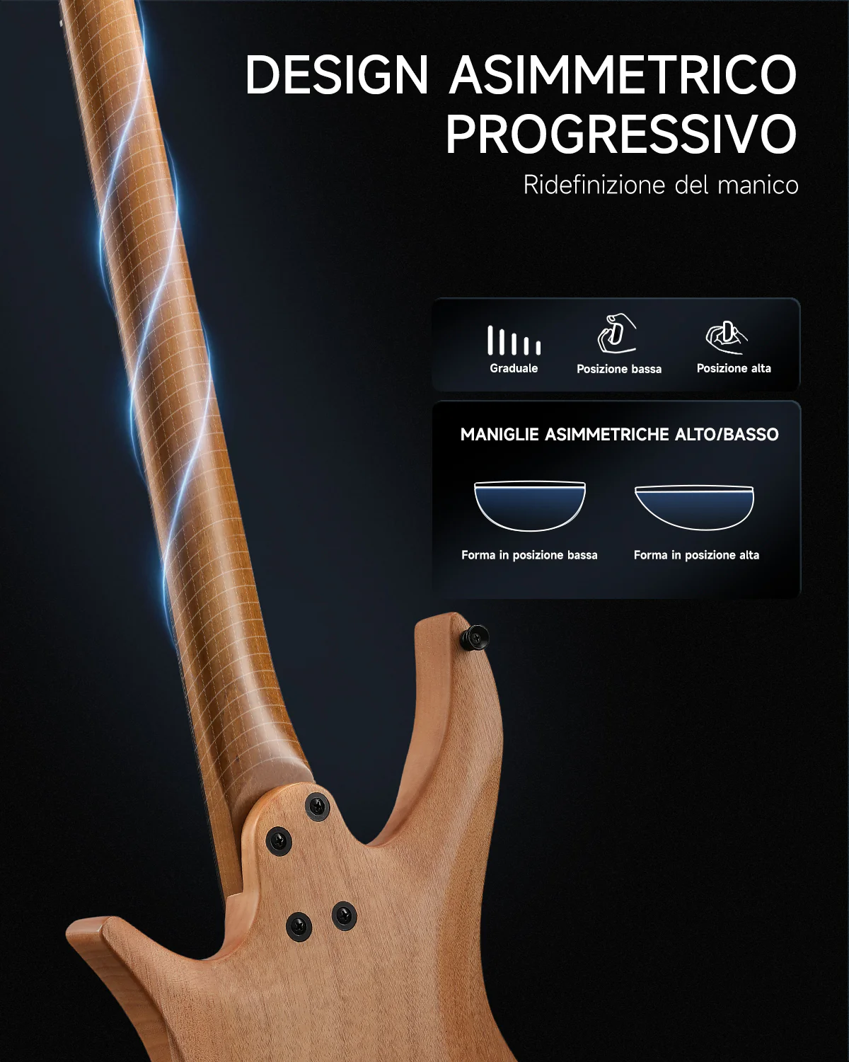 Donner HLX-500 Chitarra elettrica senza paletta【Modello originale NHL-500】 - Image 7