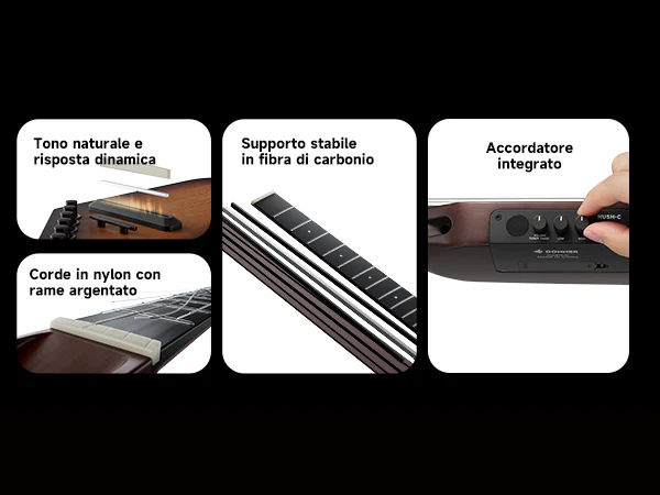 Donner HUSH C Chitarra classica con corde di nylon da viaggio - Image 14