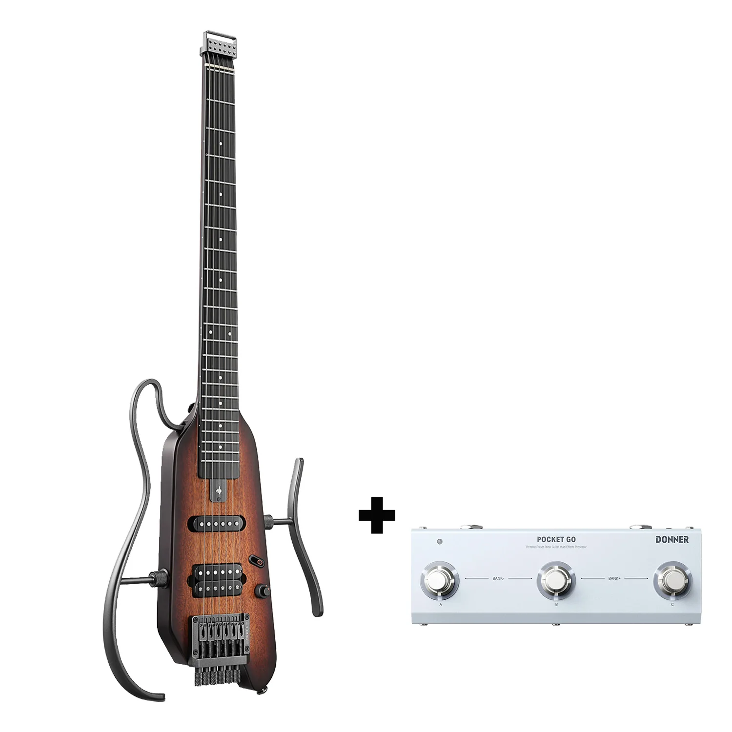 Donner HUSH X Chitarra elettrica da viaggio ultraleggera senza testa - Image 3