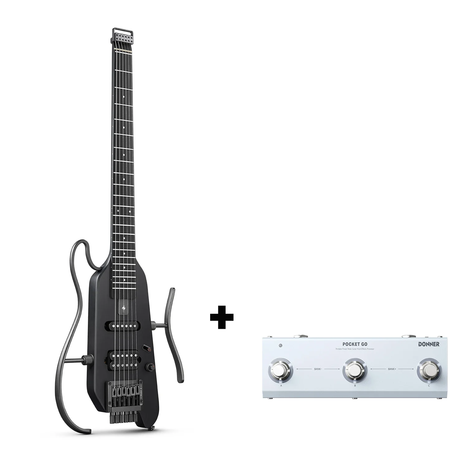 Donner HUSH X Chitarra elettrica da viaggio ultraleggera senza testa - Image 4