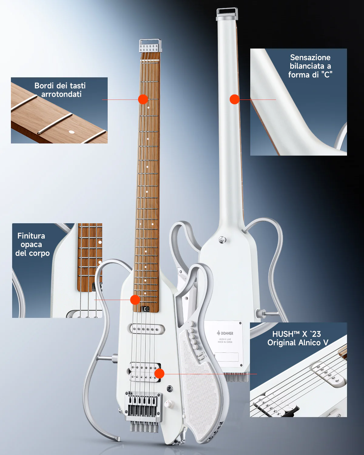 Donner HUSH X LIVE Chitarra da viaggio  (disponibile anche in edizione MIYAVI) - Image 11