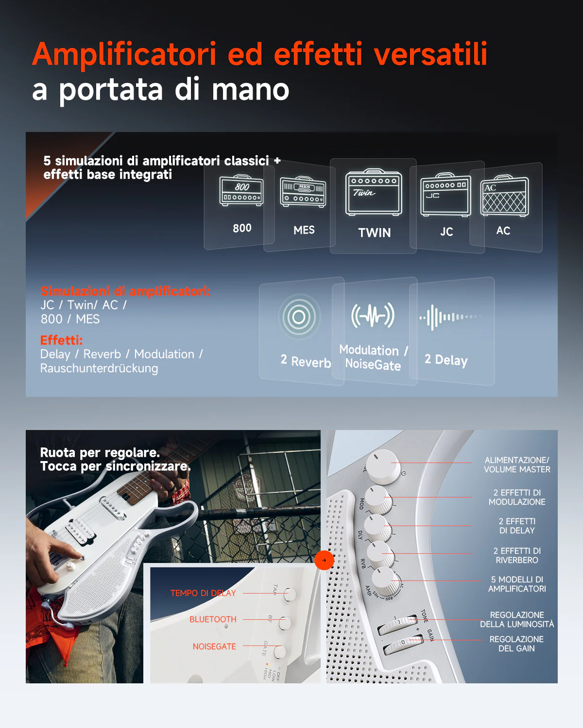 Donner HUSH X LIVE Chitarra da viaggio  (disponibile anche in edizione MIYAVI) - Image 13