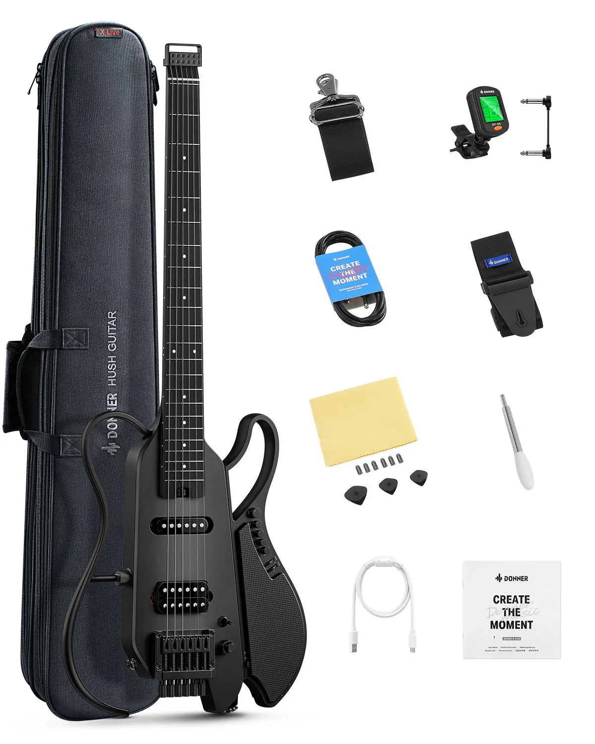 Donner HUSH X LIVE Chitarra da viaggio  (disponibile anche in edizione MIYAVI) - Image 18