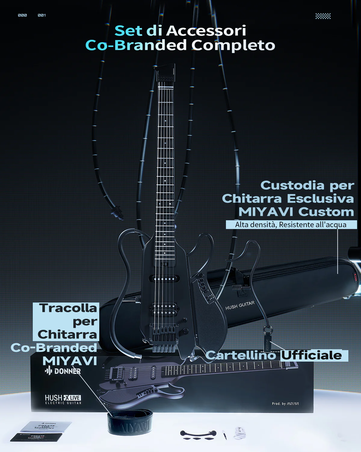 Donner HUSH X LIVE Chitarra da viaggio  (disponibile anche in edizione MIYAVI) - Image 4
