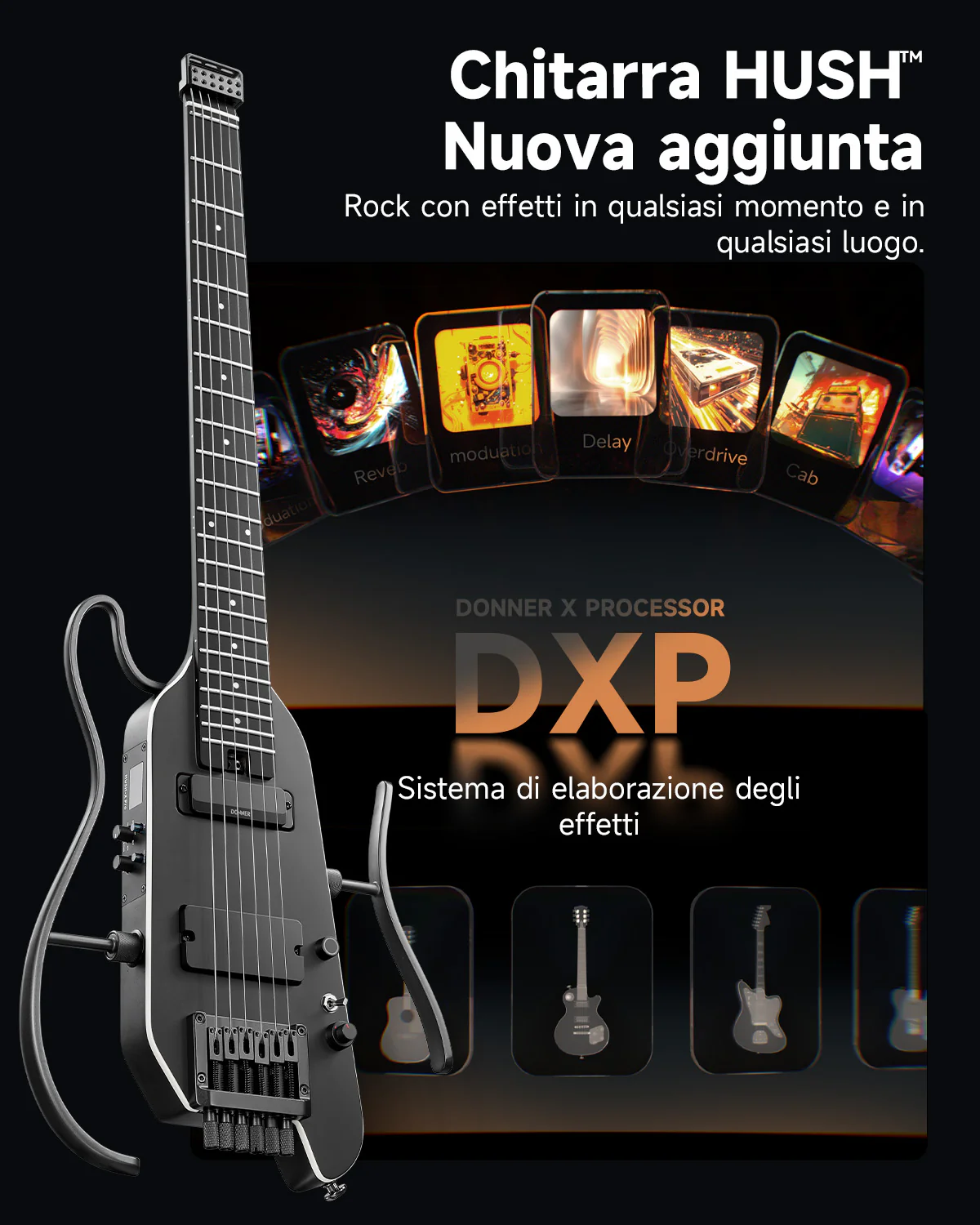 Donner HUSH X PRO Chitarra da viaggio versatile - Image 10