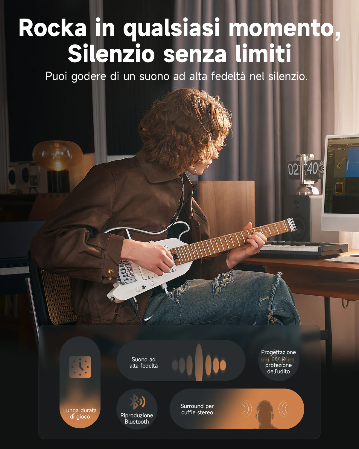 Donner HUSH X PRO Chitarra da viaggio versatile - Image 13
