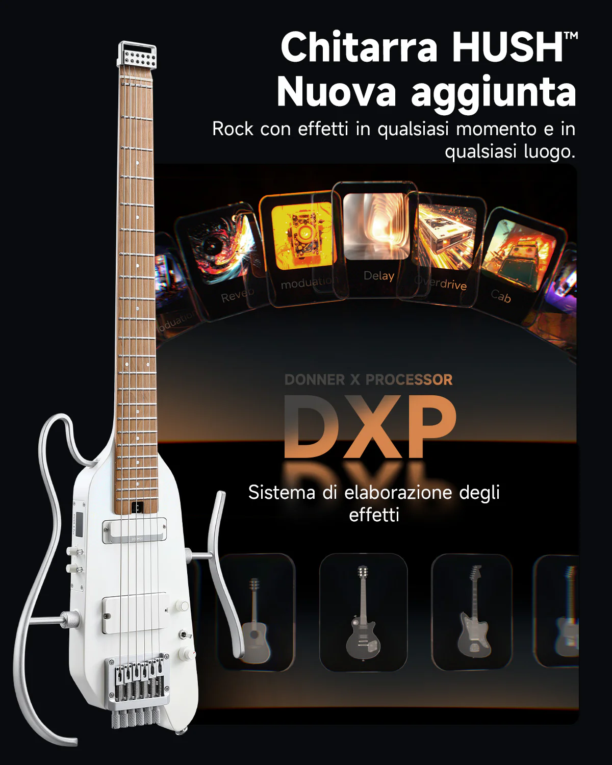 Donner HUSH X PRO Chitarra da viaggio versatile - Image 14