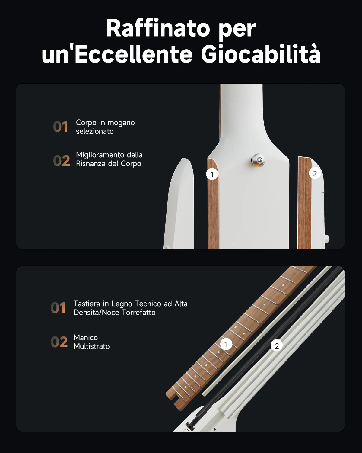 Donner HUSH X PRO Chitarra da viaggio versatile - Image 15