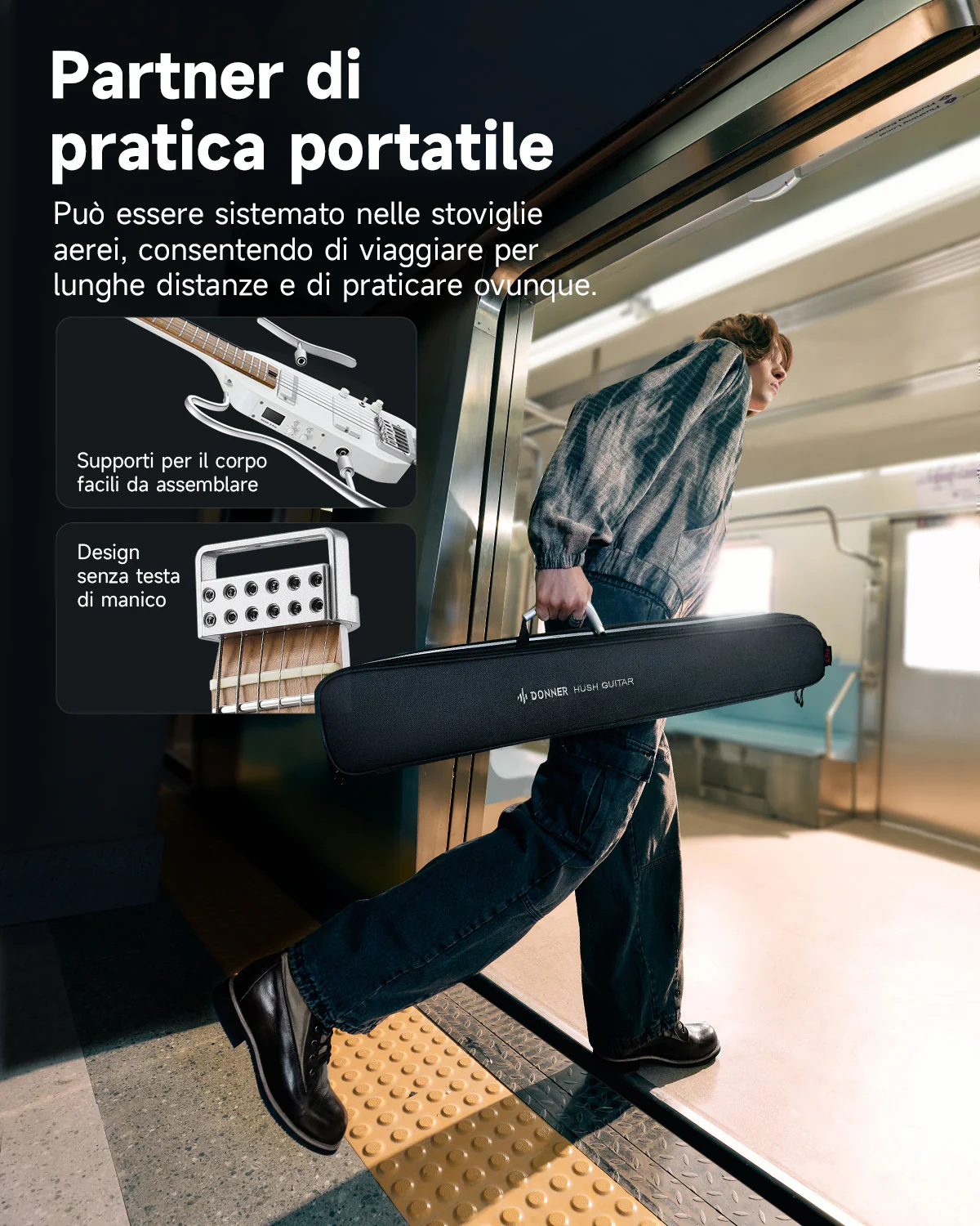 Donner HUSH X PRO Chitarra da viaggio versatile - Image 17