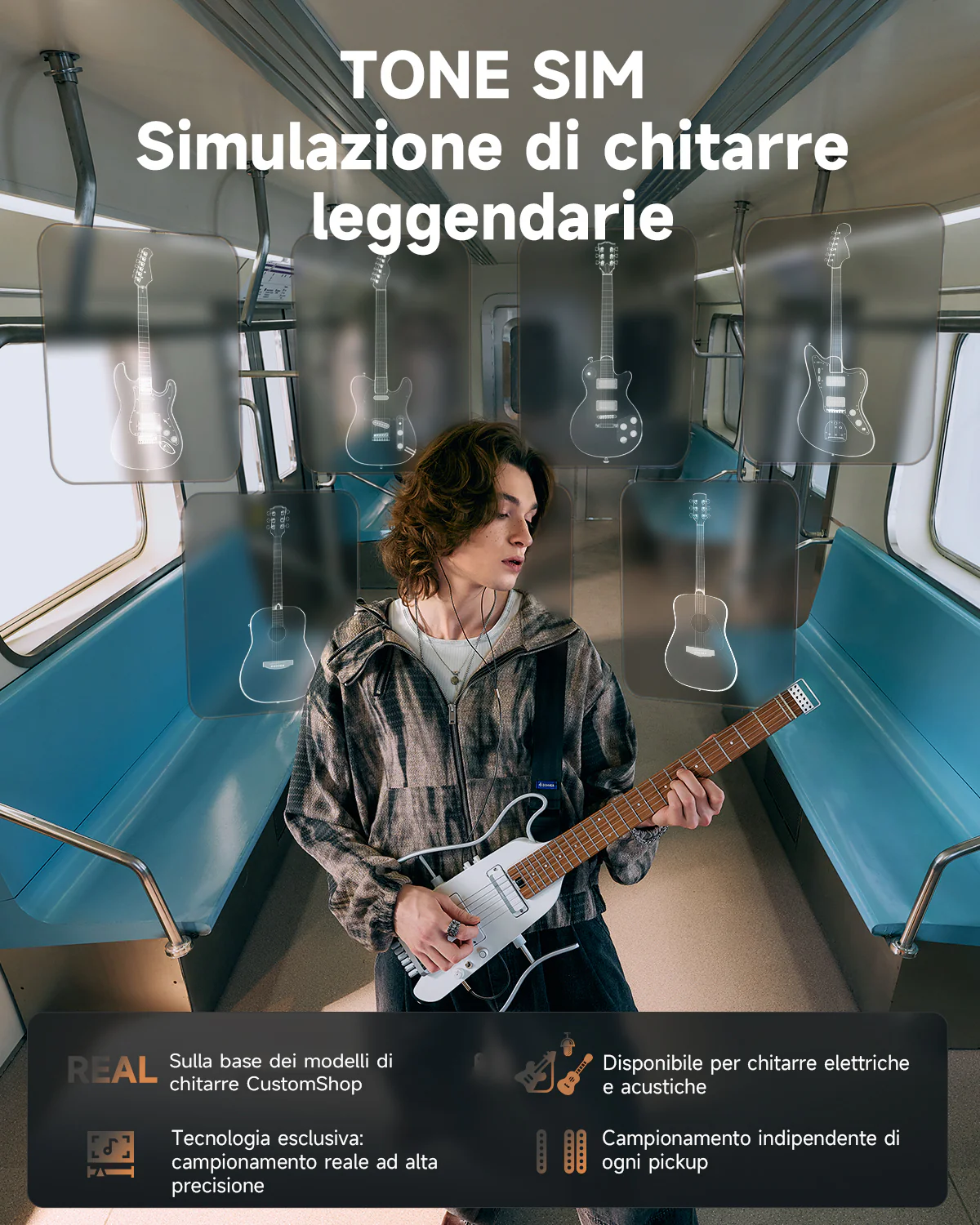Donner HUSH X PRO Chitarra da viaggio versatile - Image 20