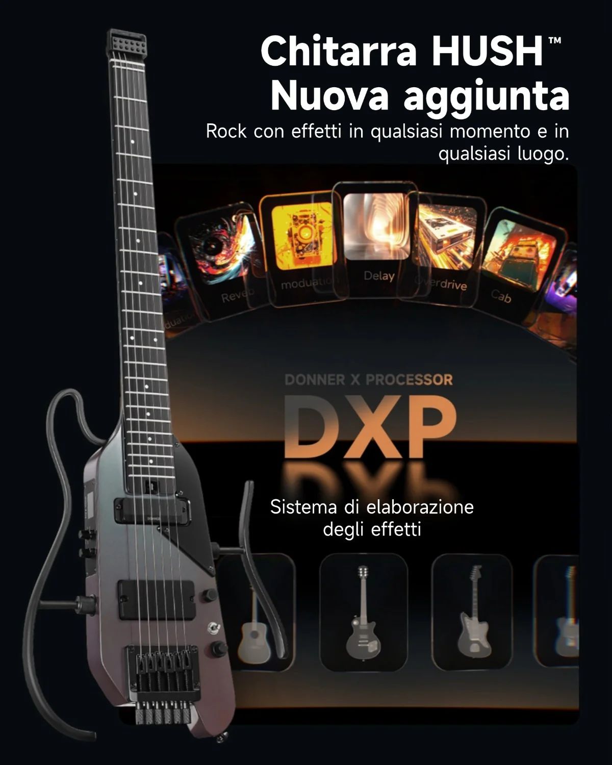 Donner HUSH X PRO Chitarra da viaggio versatile - Image 29
