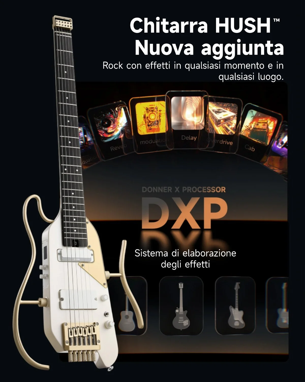 Donner HUSH X PRO Chitarra da viaggio versatile - Image 38