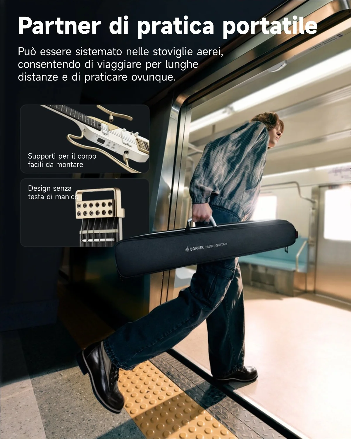 Donner HUSH X PRO Chitarra da viaggio versatile - Image 40